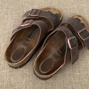 Brown Habana Leather Arizona Birkenstock 37 Regular Width